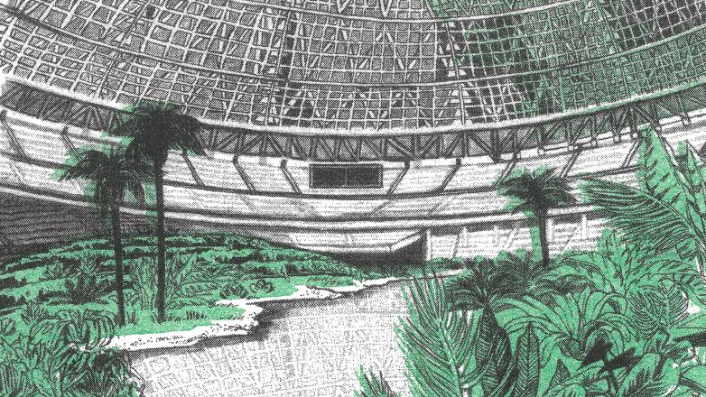 Drawing of a dome with vegetation on the interior