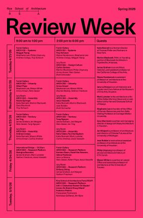Spring 2026 Final Reviews Schedule