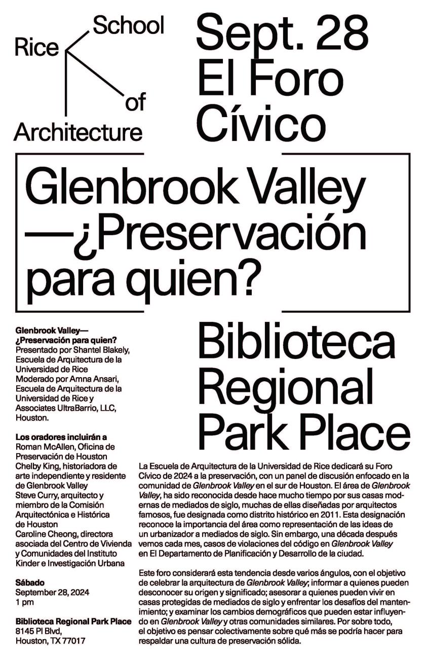 Black text on white background "Glenbrook Valley - Preservacion para quien?"