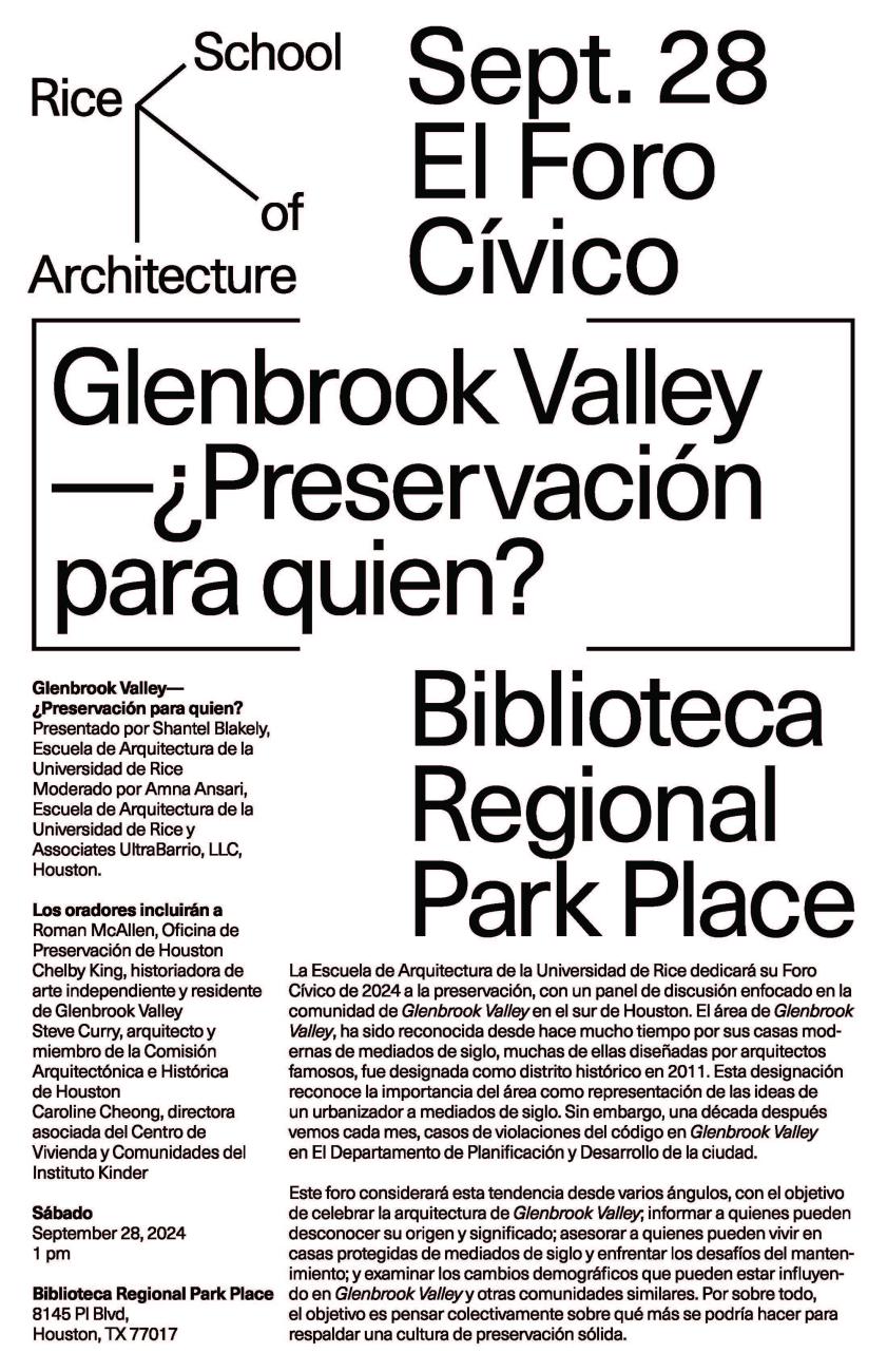 Black text on white background "Glenbrook Valley - Preservacion para quien?"