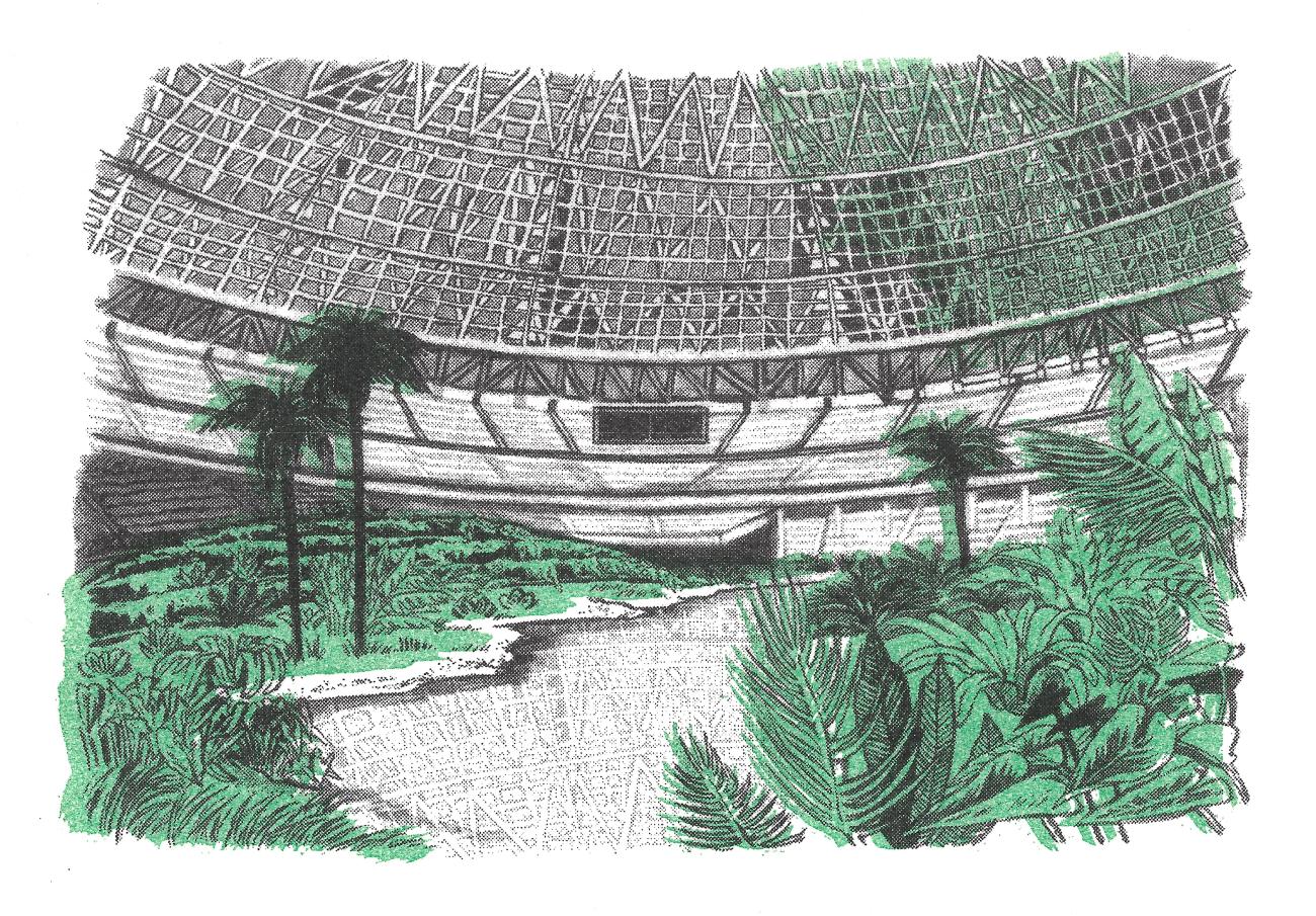 Drawing of a dome with vegetation on the interior