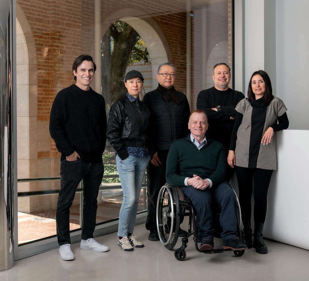 New faculty. From left: Diego Quirarte Contreras, Lu Wenyu, Wang Shu, Alan Russell, Salvador Macías Corona, and Magui Peredo Arenas. Photo: Hall Puckett.