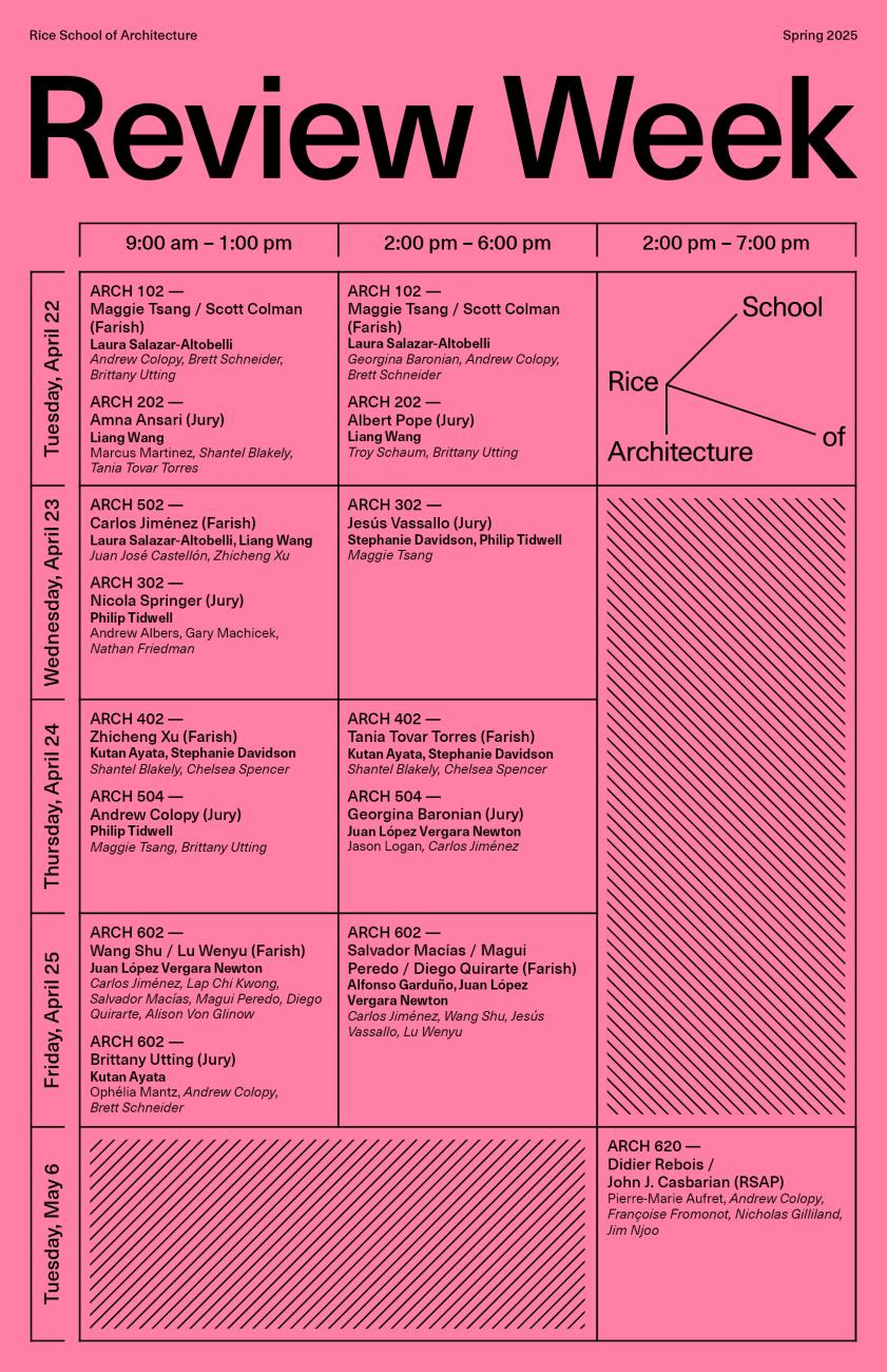 2025 Spring Review Week Schedule