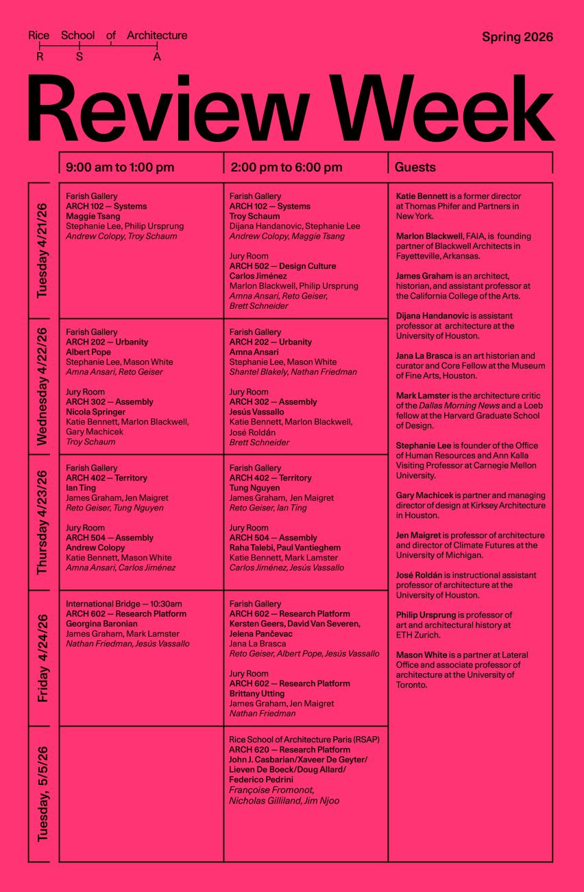Spring 2026 Final Reviews Schedule