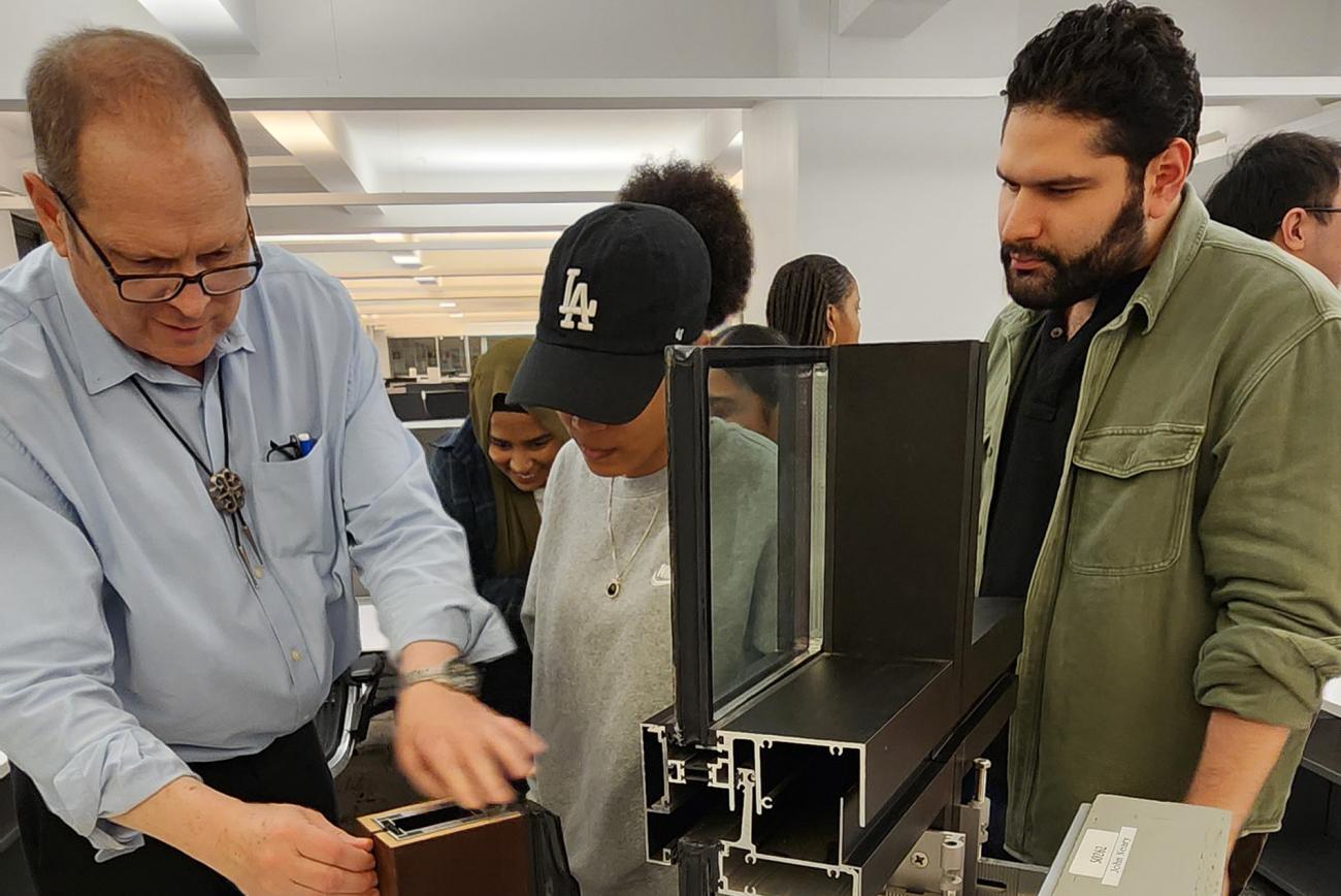 John Neary with students from his fourth-year facade studio at NYC College of Technology (City Tech) during a visit to the HOK offices in New York. Photograph courtesy John Neary.