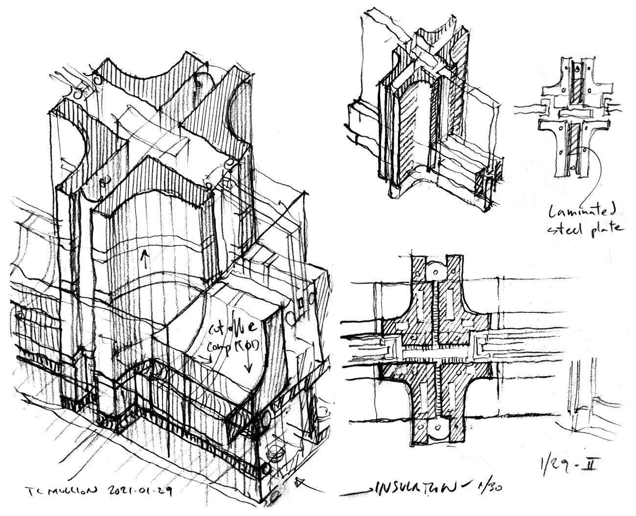 Structural terracotta mullion sketch. Image courtesy John Neary.