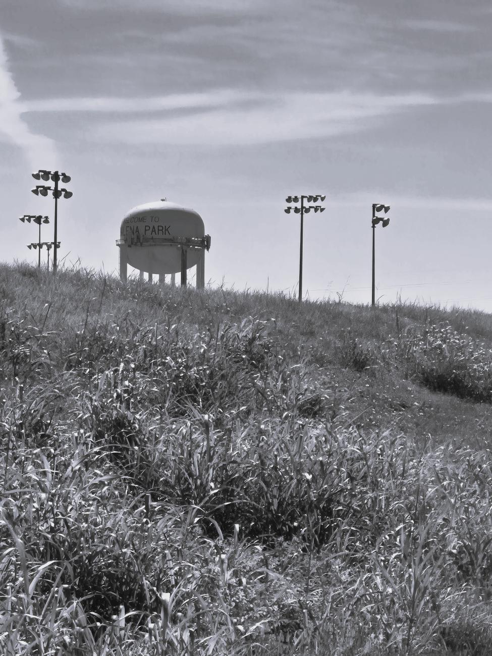 water tower view from sports field