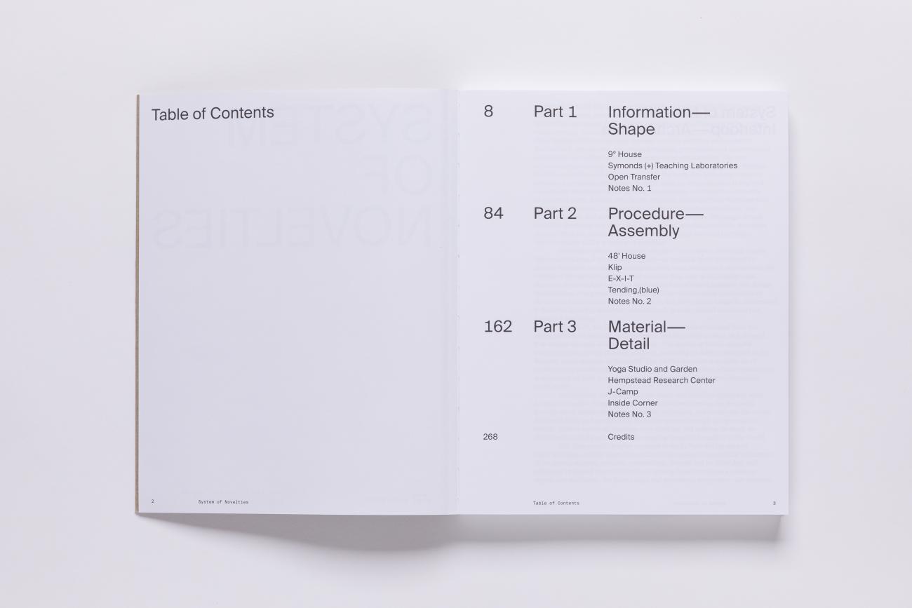 Image of two pages with text of the table of contents