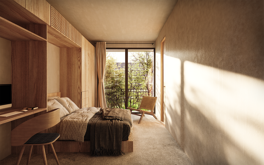 Render of interior bedroom of a house